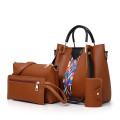 2021 Ladies Fashion Leather Tote 4 In 1 Handbag Set Women Hand Bag Sets 4 Pieces Purse And Wallet Set